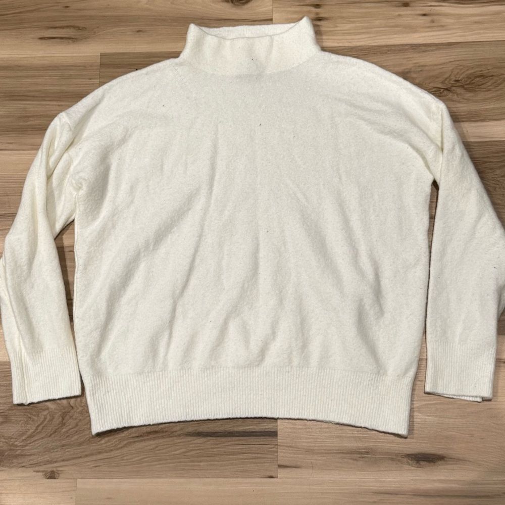 Joie Cashmere Ivory Mock Neck Lightweight Sweater Top Women’s Large
